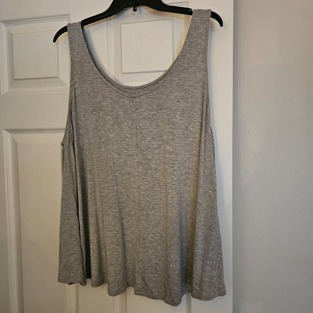 Simple Pleasures Womens Gray Loose-Fit Scoop Neck Tank Top 2X Lagenlook Comfort